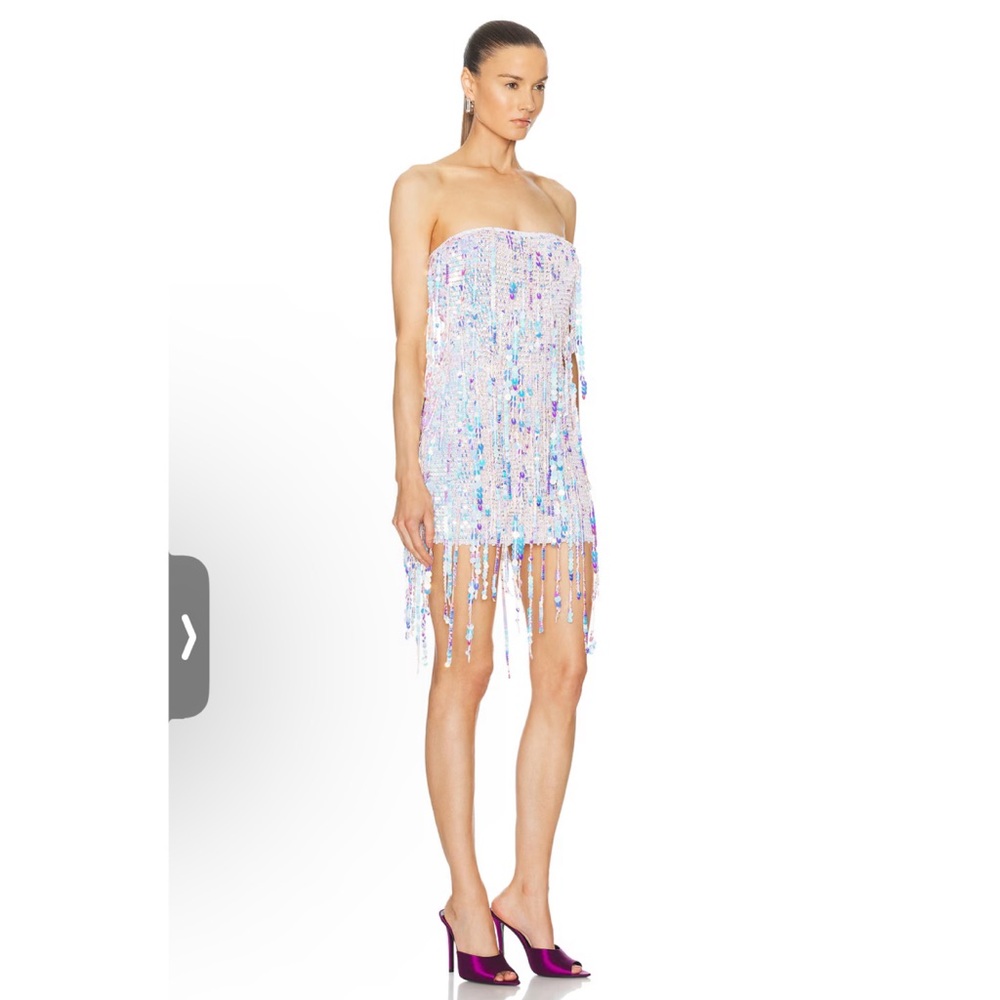 RETROFETE Shira Sequin Fringe Crochet Dress - Optic White / XS/S NWT - Picture 6 of 9
